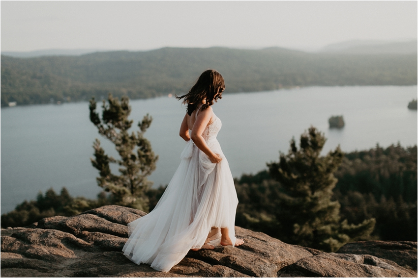 bride on top of rocky mountain
