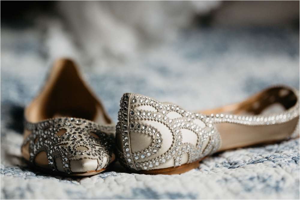 Rhinestone bridal flats | Sodus Bay Wedding Photographers | Shaw Photo Co.