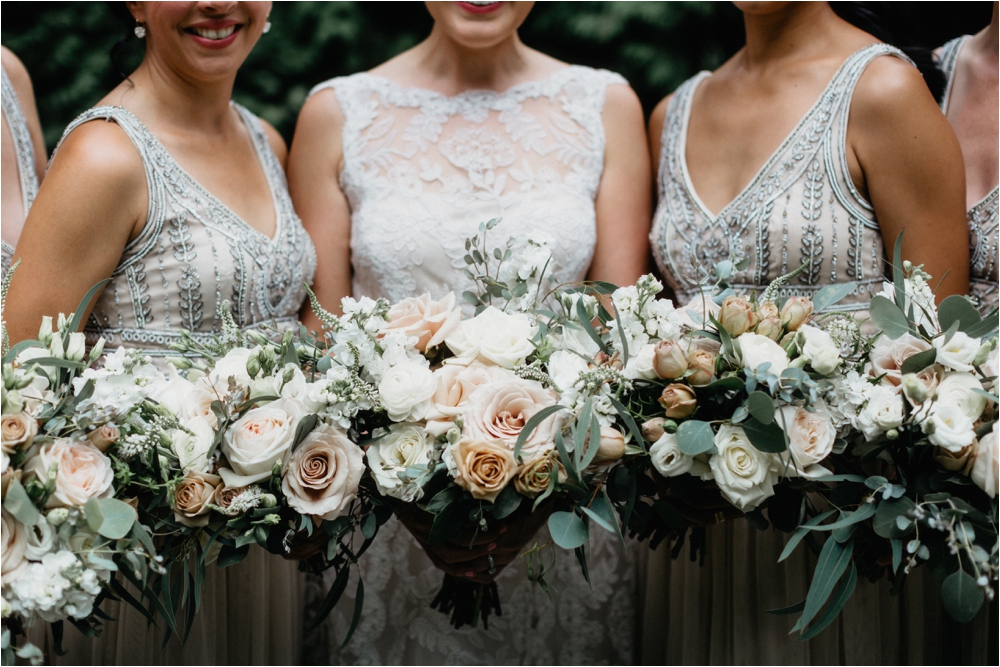 Bridal bouquets by In Bloom Floral | Lace Tadashi Shoji from BHLDN| Sodus Bay Wedding Photographers | Shaw Photo Co.