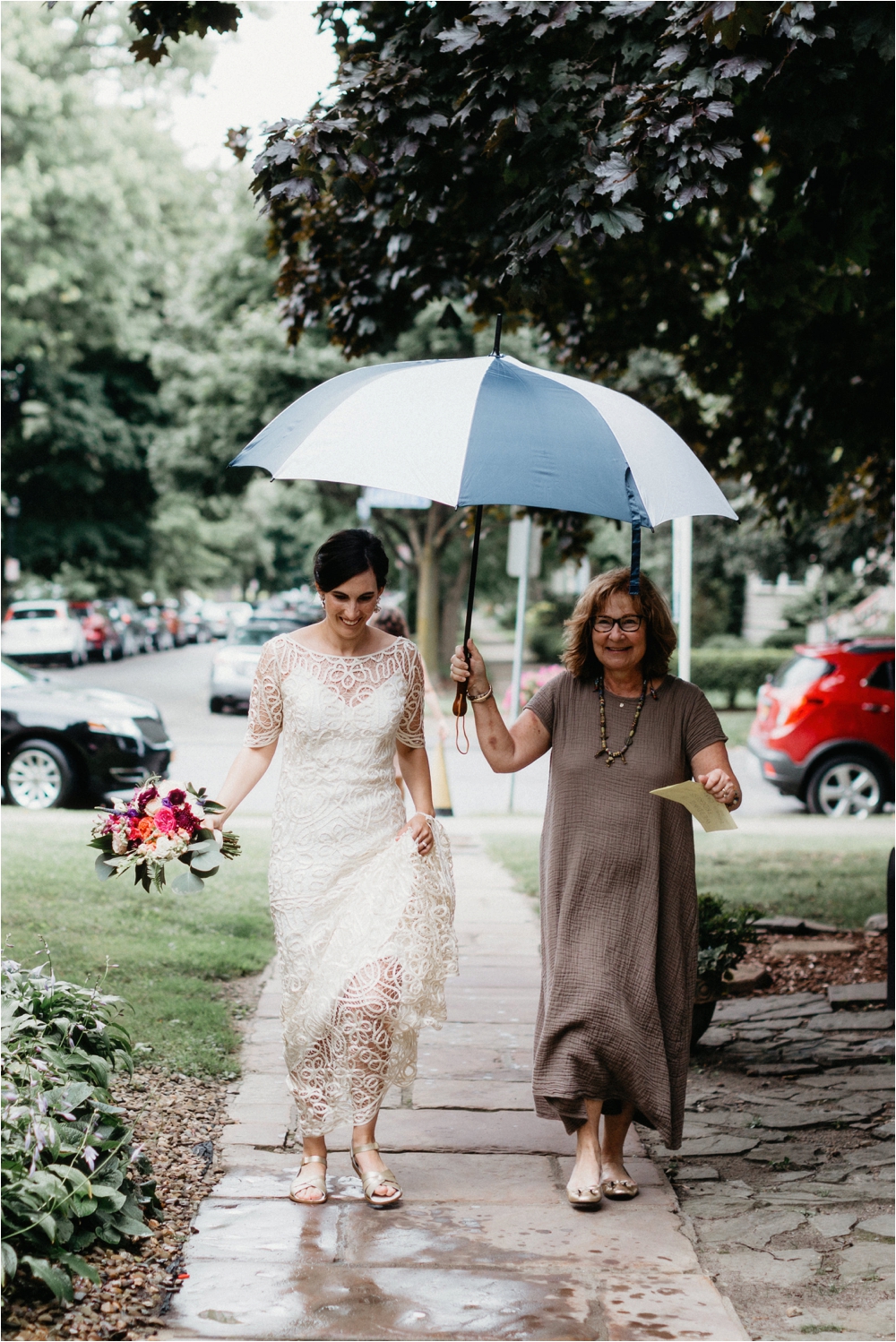 Rue De Seine bridal gown a bright colorful bouquet | Burchfield Penney Wedding in Buffalo, New York