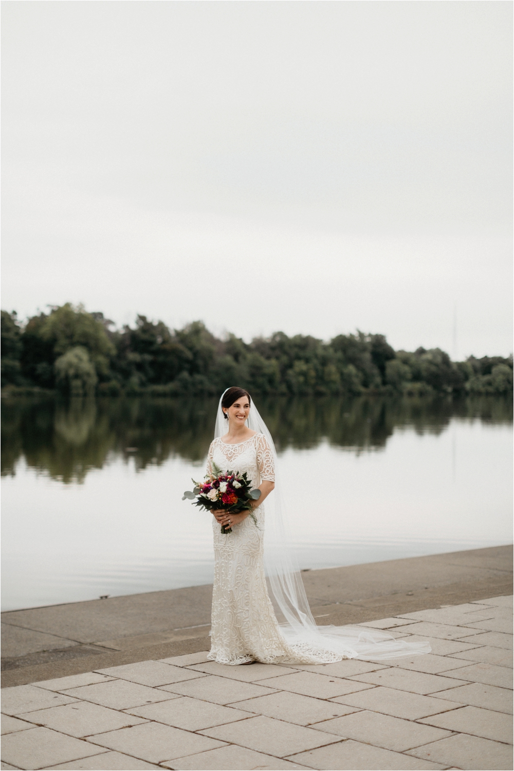 Rue De Seine bridal gown a bright colorful bouquet | Burchfield Penney Wedding in Buffalo, New York