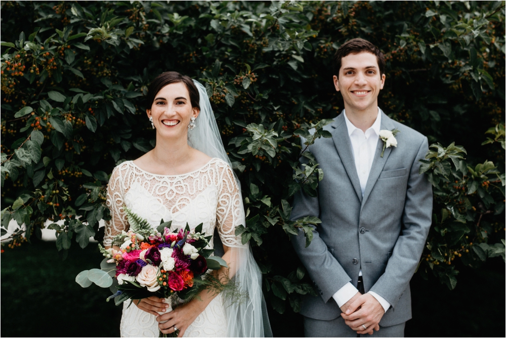 Rue De Seine bridal gown a bright colorful bouquet | Burchfield Penney Wedding in Buffalo, New York