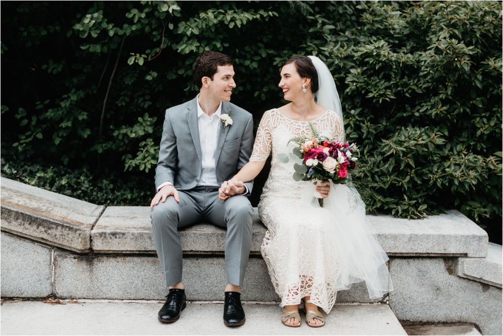 Rue De Seine bridal gown a bright colorful bouquet | Burchfield Penney Wedding in Buffalo, New York