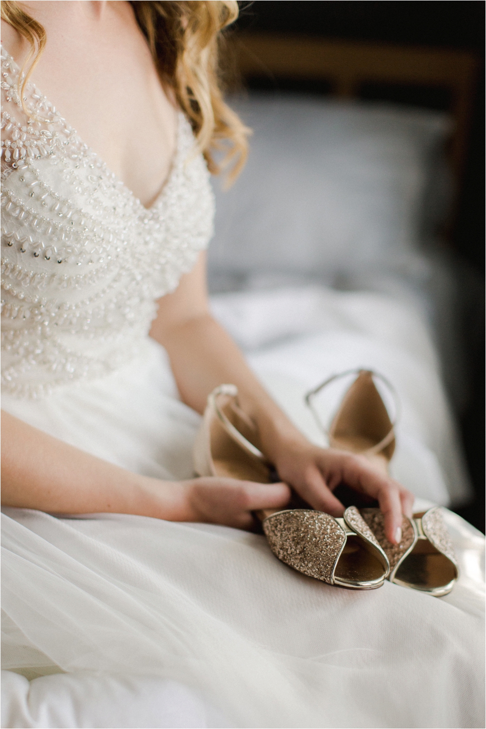 Willowby Wedding Gown and BHLDN Shoes | Shaw Photo Co.