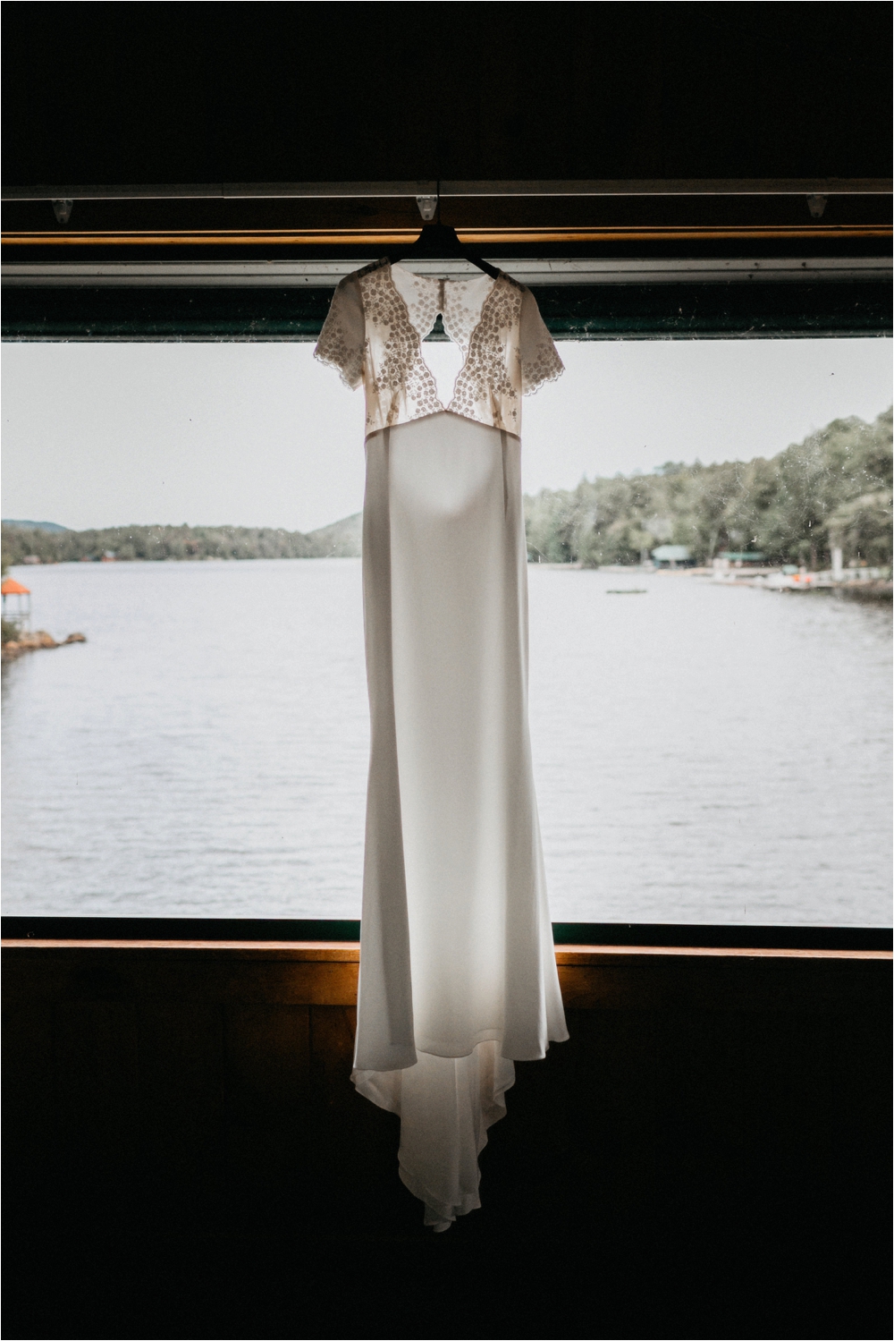 Ally & Ryan Adirondack Wedding on Big Moose Lake | Rime Arodaky gown | Shaw Photo Co.