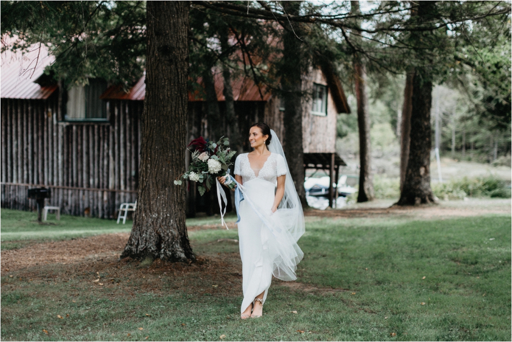 Ally & Ryan Adirondack Wedding on Big Moose Lake | Rime Arodaky gown | Shaw Photo Co.