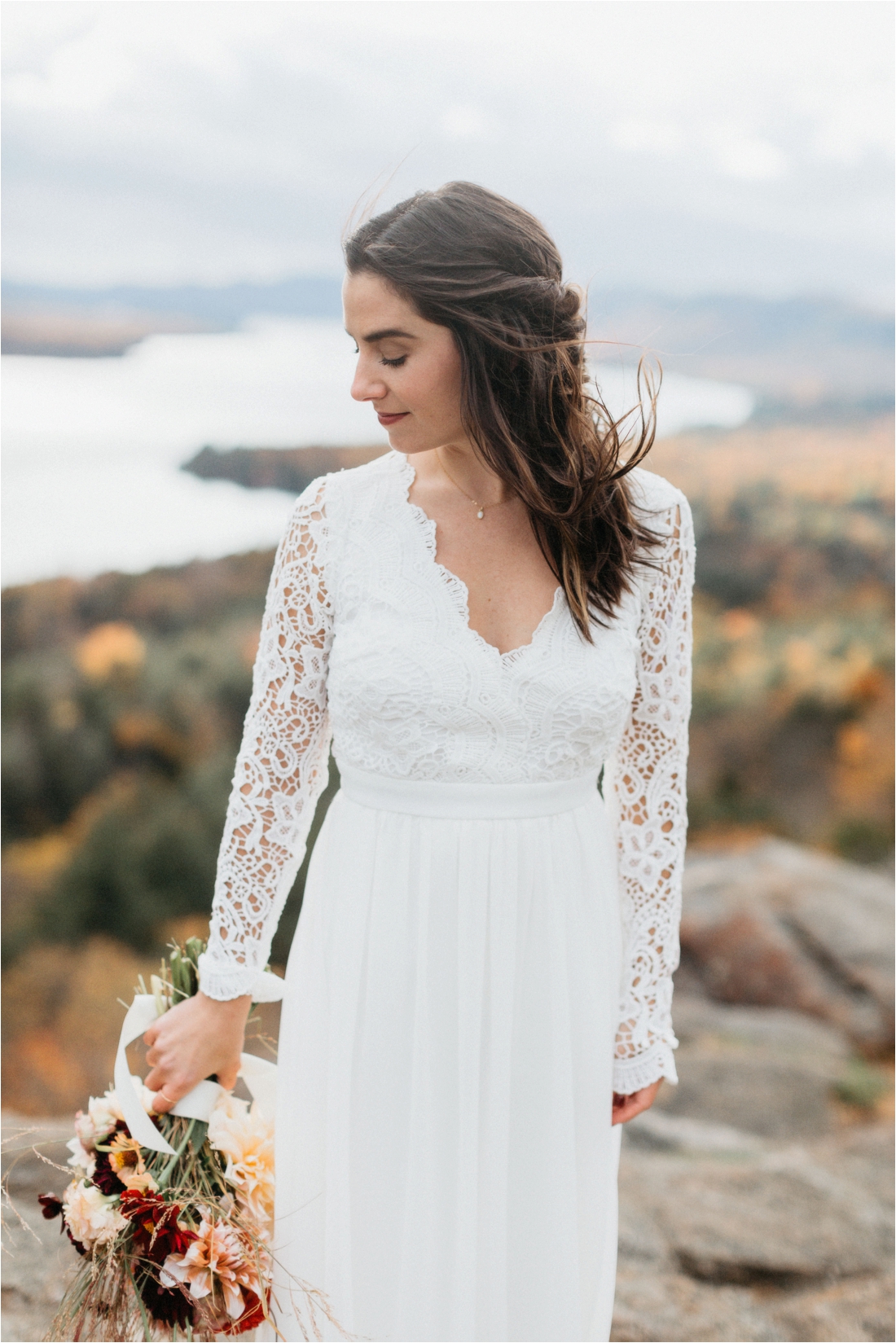 Elopement on Rocky Mountain near Inlet, Adirondacks | Shaw Photo Co. | Lulu's Wedding Dress