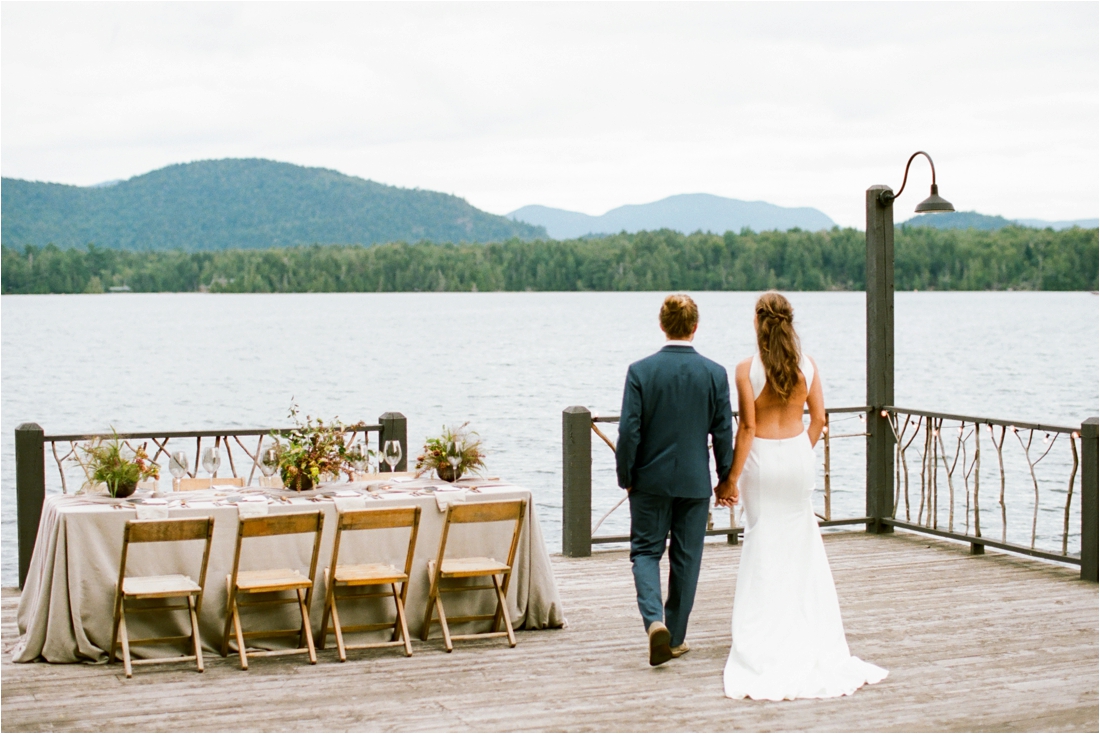 Elopement at the Lake Placid Lodge overlooking lake Lake Adirondack Wedding Photographers - Shaw Photo Co.