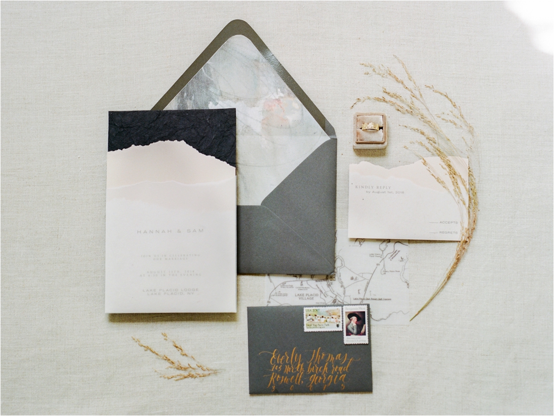 Beautiful Invitation Suite Lake Placid Lodge Adirondack Wedding Photographers - Shaw Photo Co.