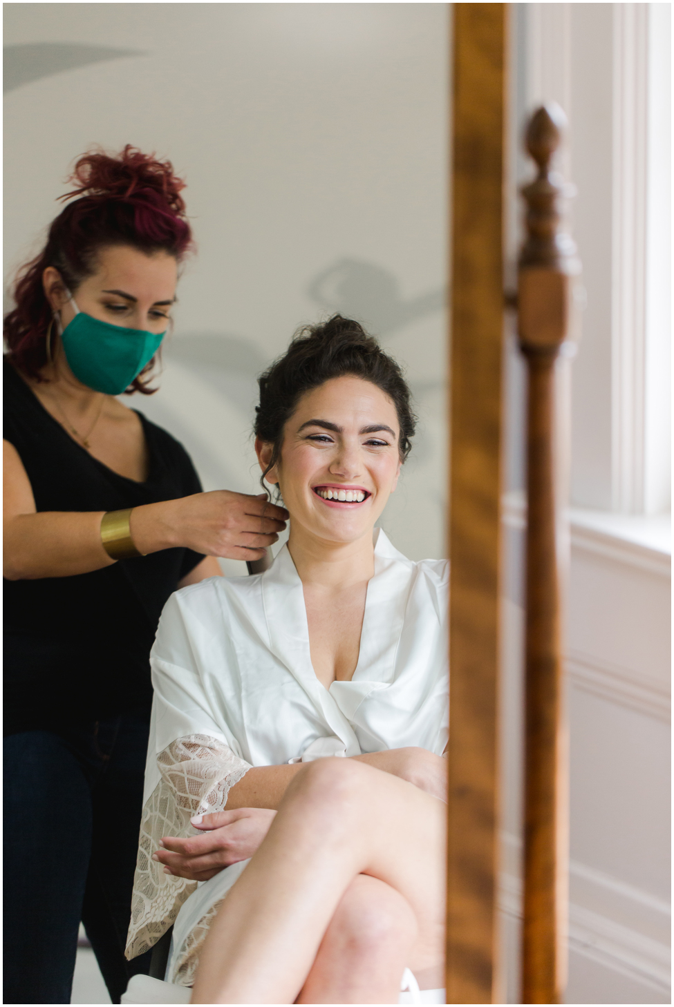 Bride getting ready at Knox Farms