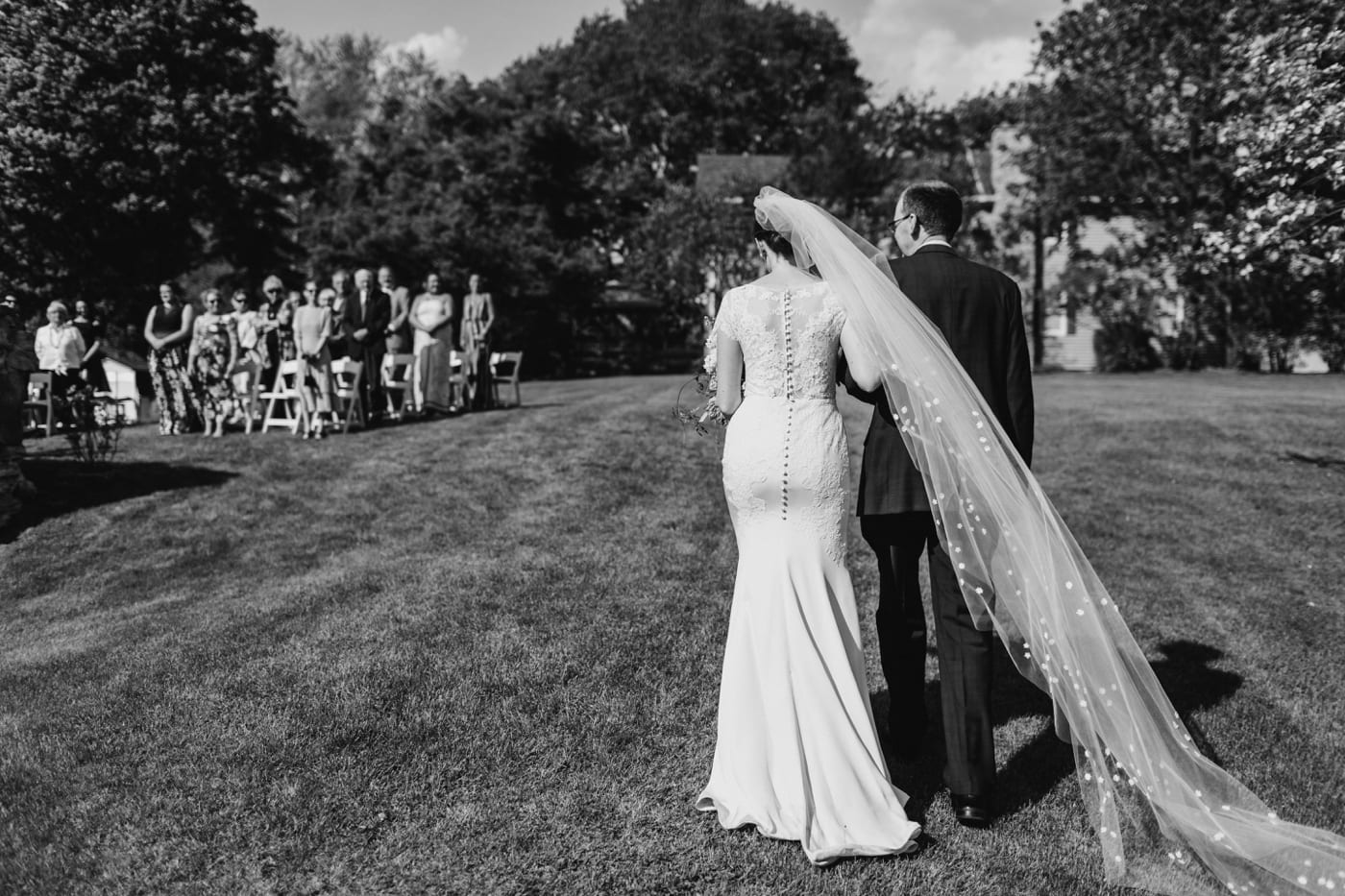 Wedding ceremony in a backyard outside of Buffalo, New York