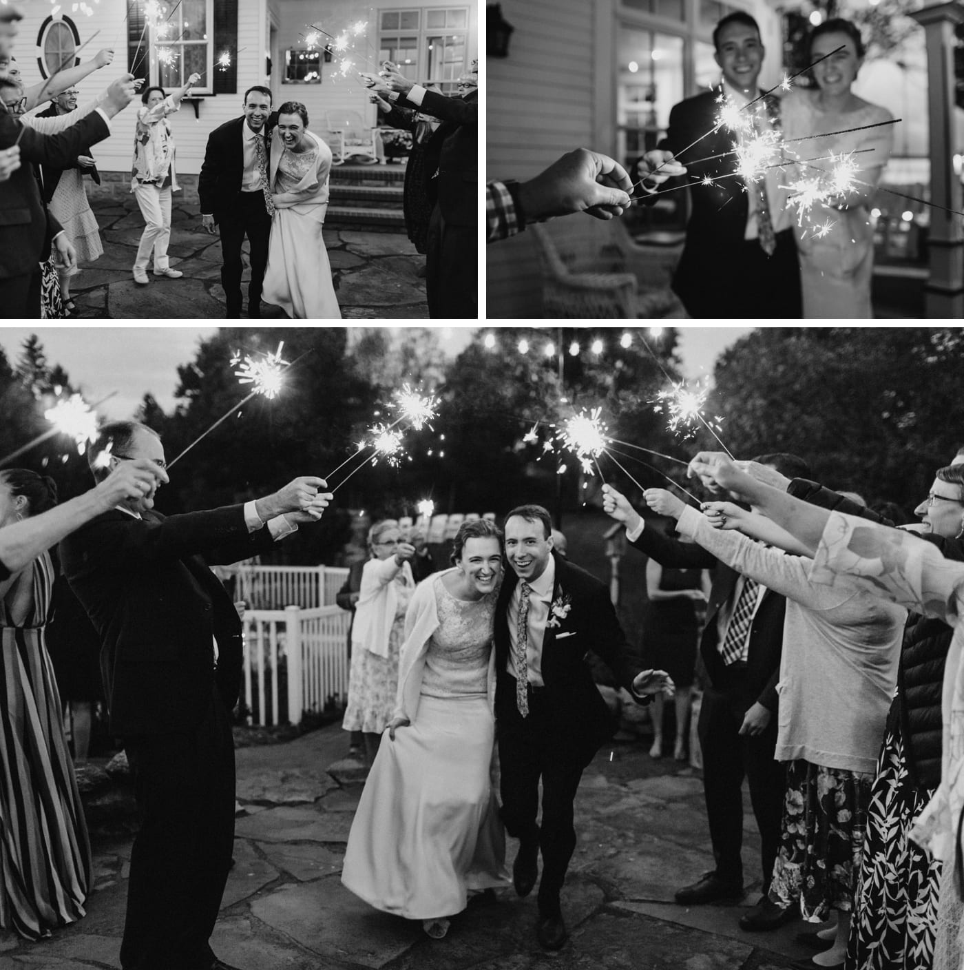 Sparkler exit for a backyard wedding