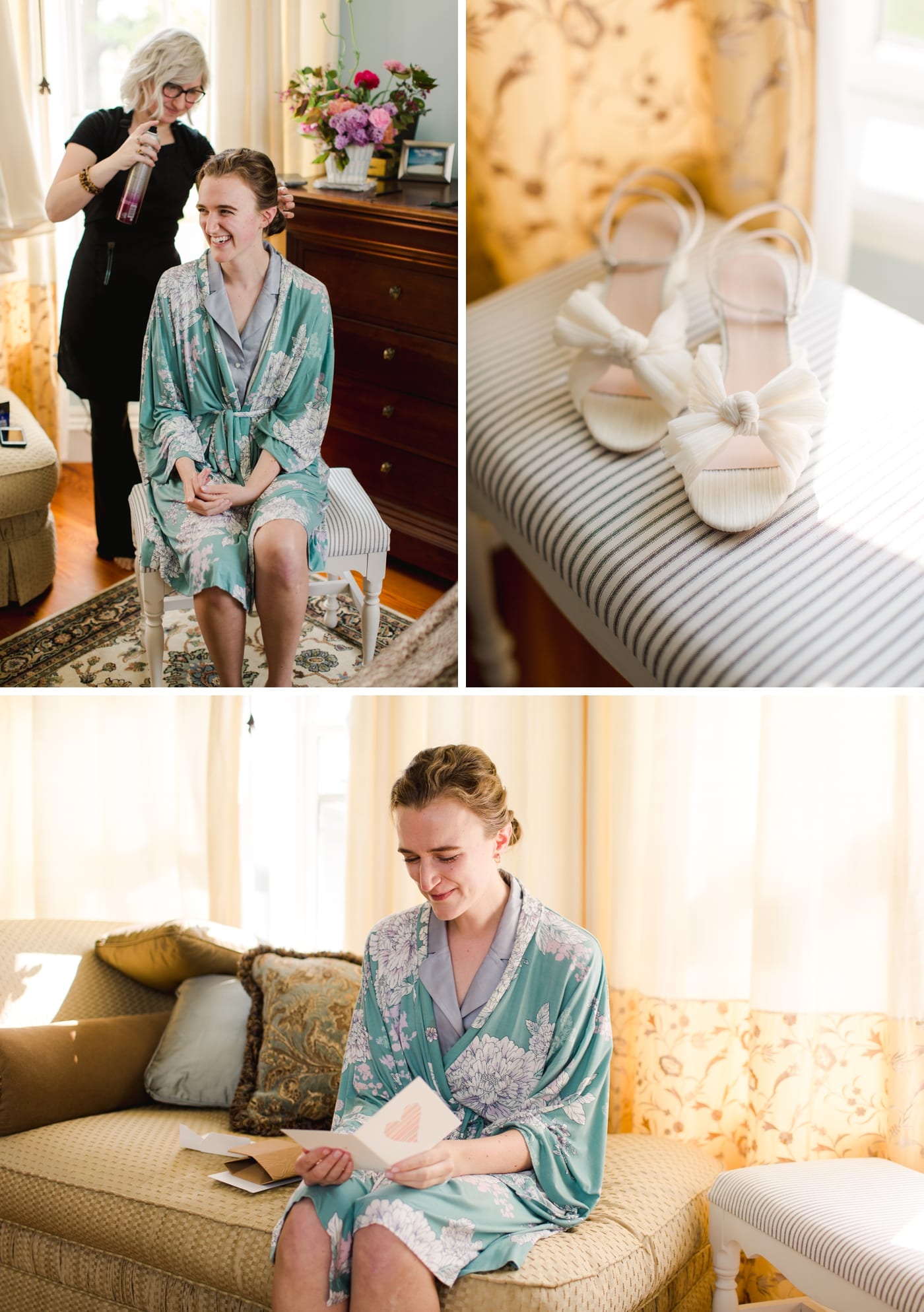 Bride getting ready in a family home in New York