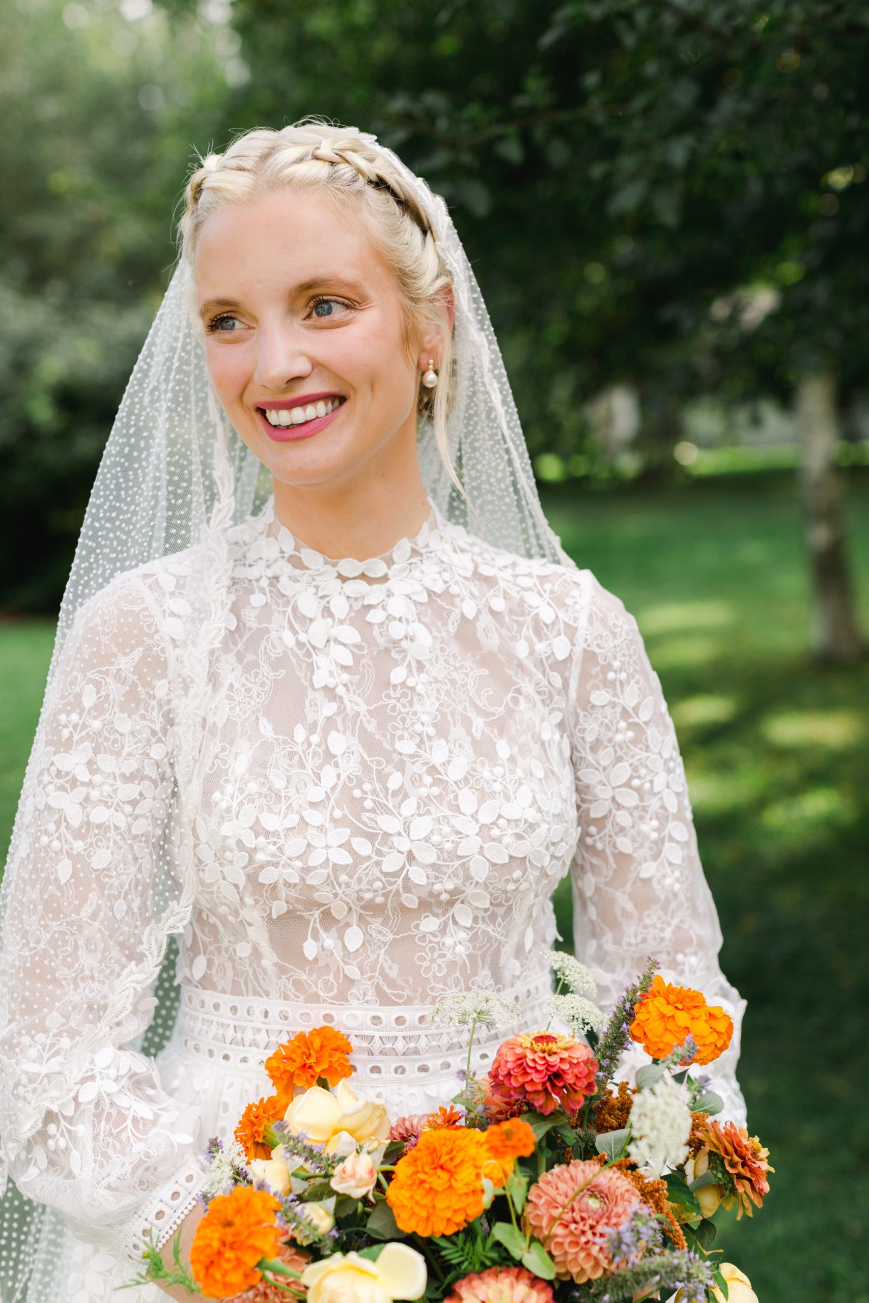 Bridal bouquet with summer colors by Wild Blossom Hollow